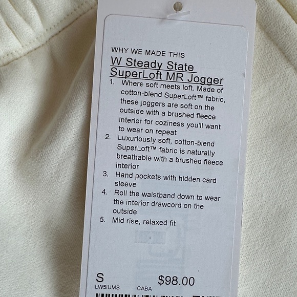 Lululemon Women's Steady State SuperLoft Jogger Trending ColourCoconut Ivory - Picture 8 of 11